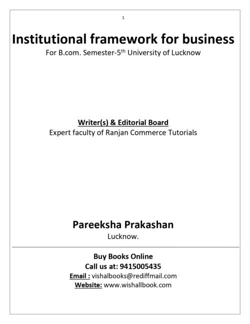 Institutional Framework for Business Class Notes B.Com 5th Sem LU