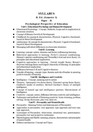 Psychological Perspective of Education