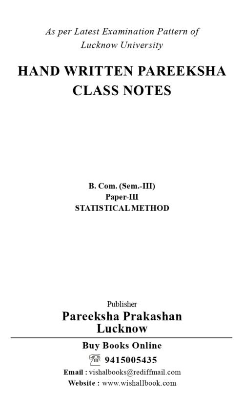 Statistical Method Class Notes B.Com 3rd Sem LU