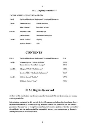 Modern Literature Drama B.A 6th Sem P-1st Pareeksha Class Notes LU Latest Objective Pattern 2021