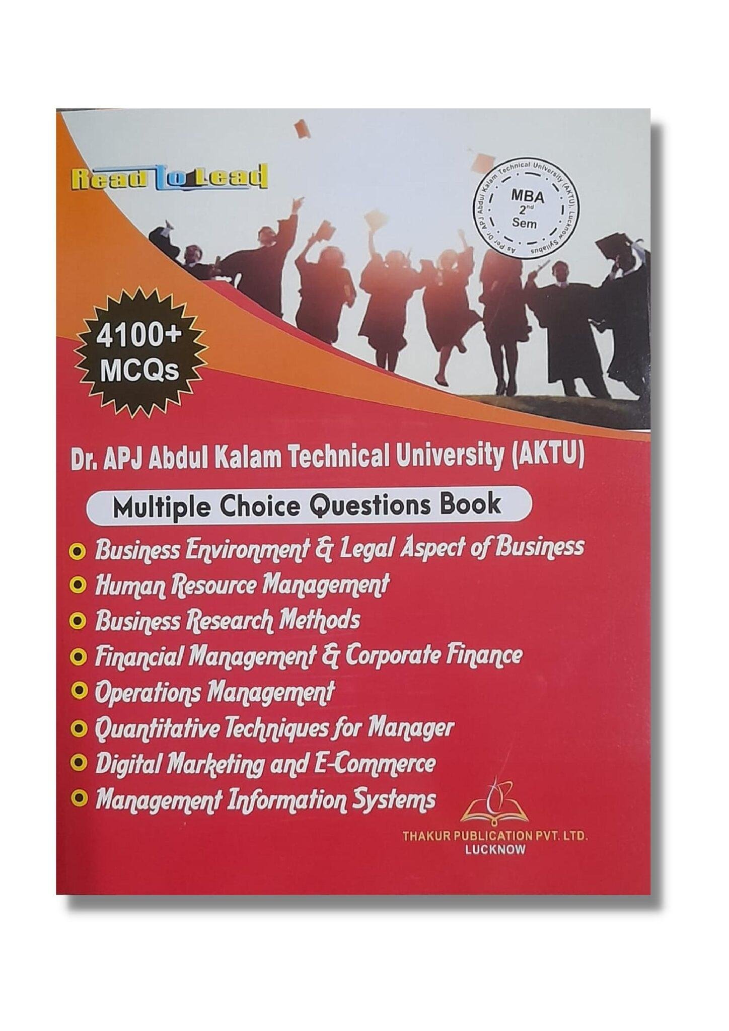 MBA 2nd Sem 4100 MCQs Book AKTU 2021 By Thakur Publication ...