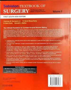 Sabiston Textbook Of Surgery Set Of 2 Volumes 1st South Asia Edition